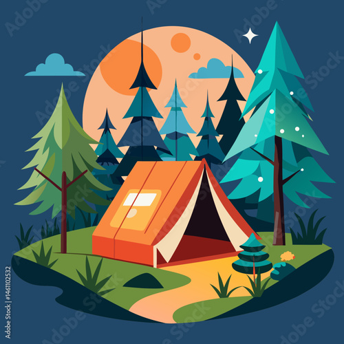 camping in the forest