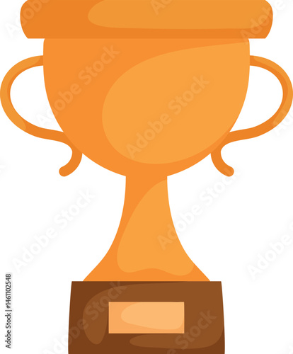 Illustration of a golden trophy cup with elegant handles and a wooden base, symbolizing victory, achievement, and excellence, isolated on white.