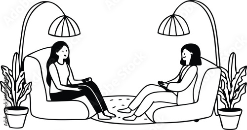 Close-up of woman's hands during counseling meeting with a professional therapist. Young woman visiting psychiatrist man doctor for consultation. Young adult university student talks with her peer. 