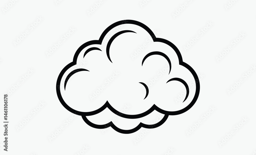 Cloud silhouette, Black Cloud Icon Designs, Cloud silhouette vector illustration, outline on white background Cloud silhouette, Black Cloud Icon Designs, Cloud silhouette vector illustration, outline on white background