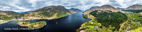 Obraz na płótnie Loch Shiel from a drone, Glenfinnan, River Finnan, West Highland, Scotland w salonie