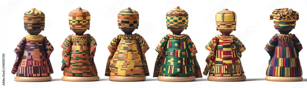 Colorful traditional figurines on a white isolate background.