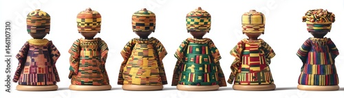 Obraz na płótnie Colorful traditional figurines on a white isolate background. w salonie