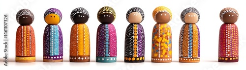 Obraz na płótnie Colorful wooden figures representing diverse cultures and traditions. w salonie