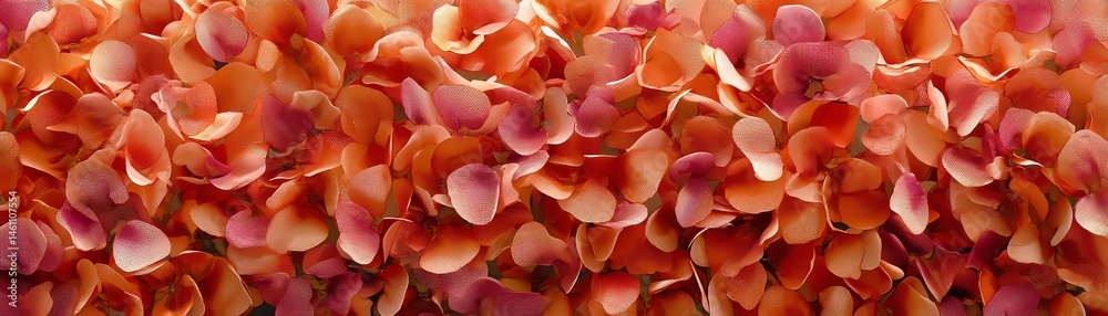 Colorful petals in shades of orange and pink, creating a vibrant floral pattern.