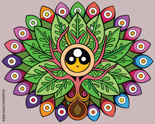Vector illustration of holistic healing symbols in modern composition