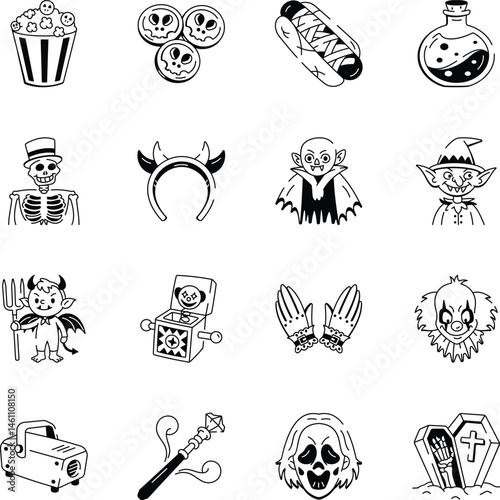 Collection of Sketchy Style Scary Icons 
