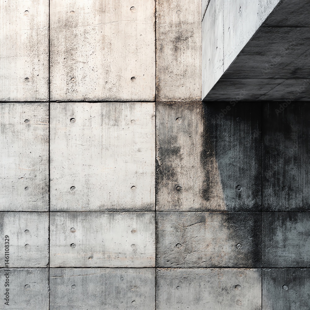 Concrete wall with modern design and texture, perfect for architectural backgrounds.