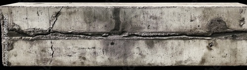 Concrete block with cracks, texture detail, isolated on a white background.