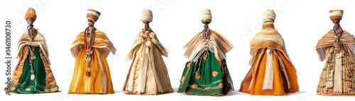 Obraz na płótnie Colorful traditional dolls on white isolated background. w salonie
