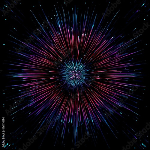 Obraz na płótnie Colorful abstract burst with vibrant rays on a dark background. w salonie