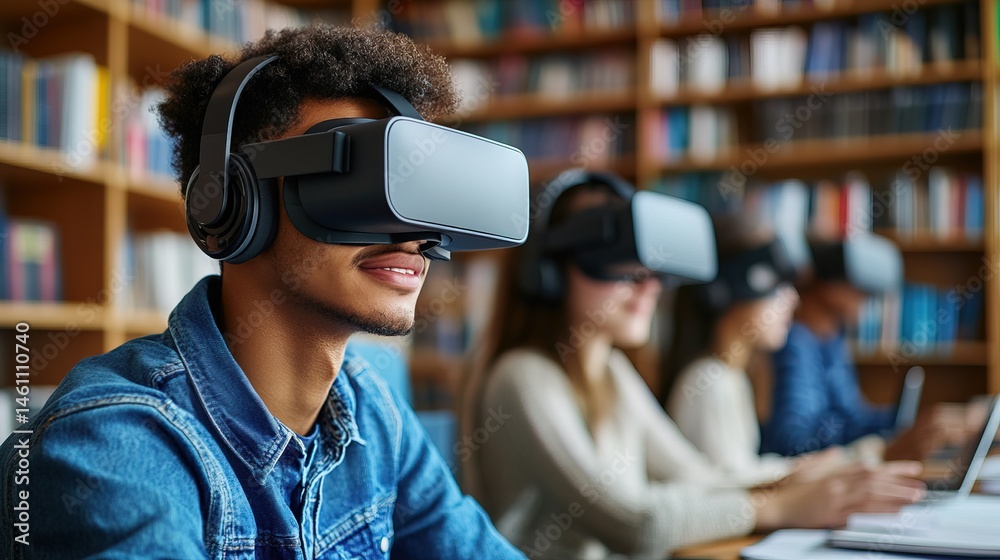 Students Experiencing Virtual Reality in a Library