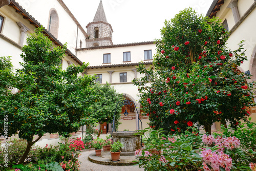 Obraz na płótnie View of the cloister of a monastery in the mountains of the province of Caserta, Italy. w salonie