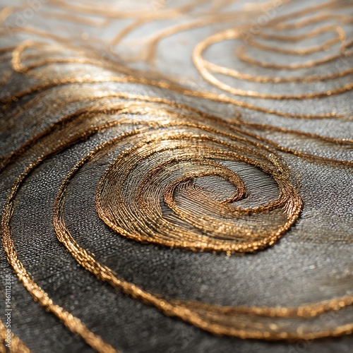 Obraz na płótnie Intricate golden swirl patterns on a dark textured background. w salonie