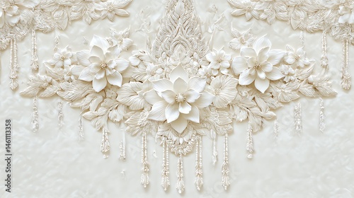 Obraz na płótnie Elegant white floral design with intricate details and textures. w salonie