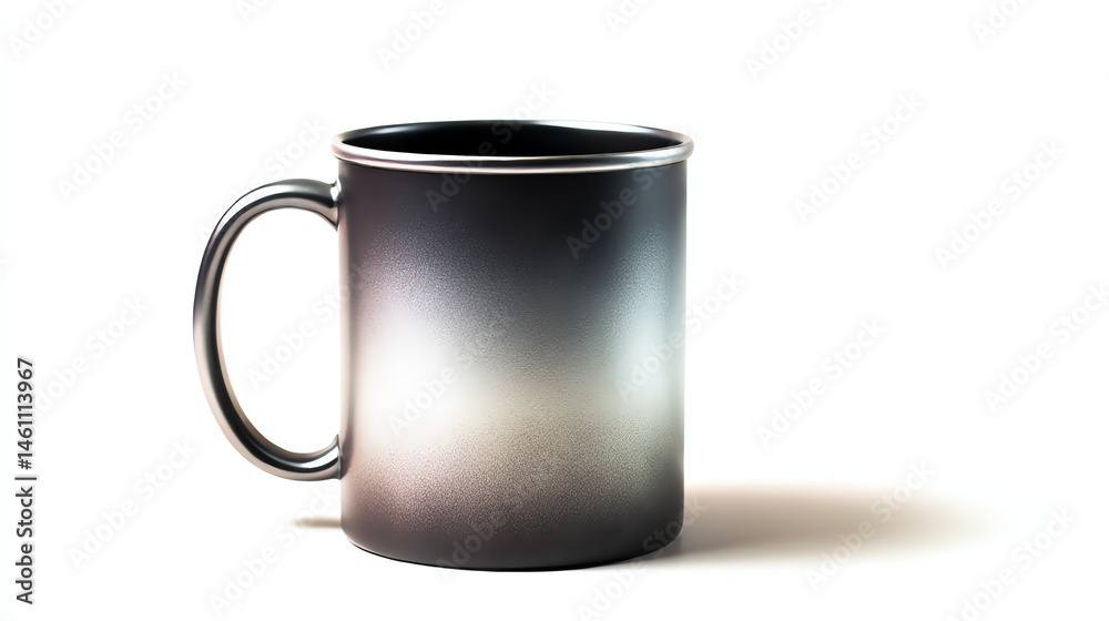 Black gradient coffee mug on a white isolated background.