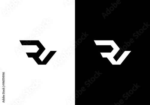 RV, VR initial letters monogram logo