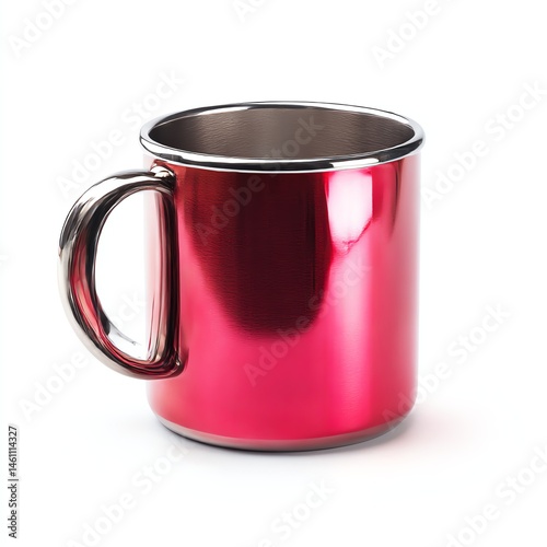 Obraz na płótnie Shiny red mug on a white isolated background. w salonie