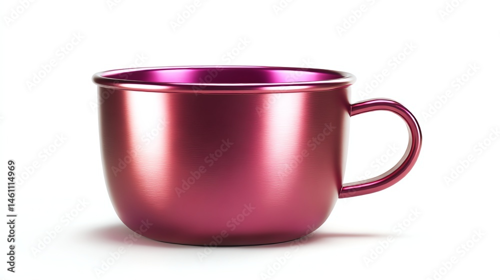 Metallic pink cup on white background, perfect for beverage or decor.