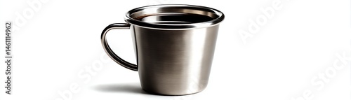 Obraz na płótnie Stainless steel mug with handle, isolated on white background. w salonie