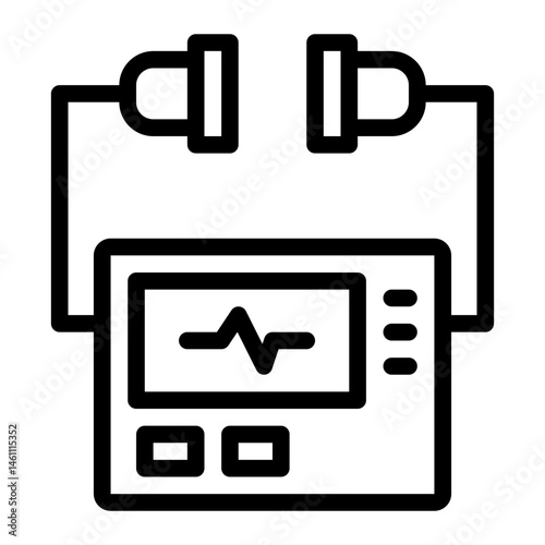 defribillator. This is a vector single icon with a line style. Suitable for any purpose, such as website design, mobile app design, logo design, pattern design, etc.