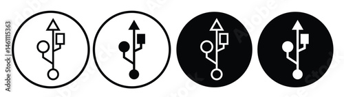 USB hub icon vector set. usb hub icon, office line art, office vector - simple black line art icon
