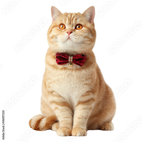 Dapper Cat in a Bow Tie Isolated on Transparent Background