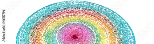 Obraz na płótnie Colorful geometric pattern with concentric circles, white isolate background. w salonie