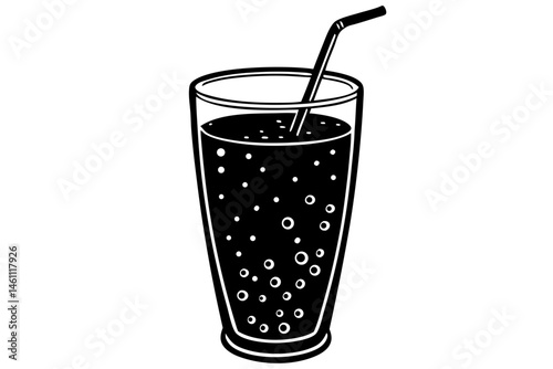 Drink glass with straw black silhouette design on transparent background design, drink, glass, straw, bubbles, silhouette, transparent, beverage, refreshment, soda, cocktail, illustration, vector
