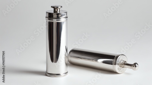 Obraz na płótnie Shiny stainless steel cocktail shaker on white isolated background. w salonie