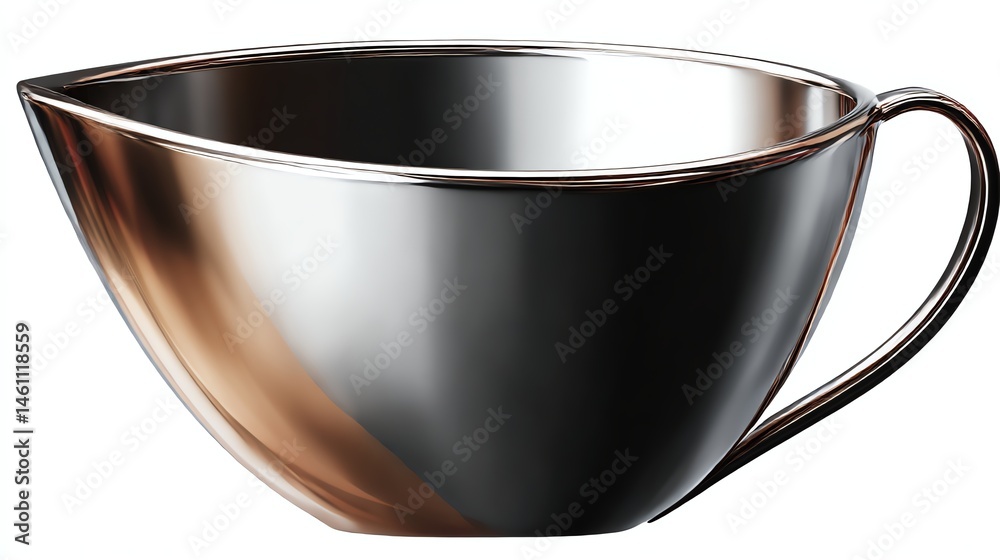 Stylish metallic cup with a sleek design on a white isolated background.