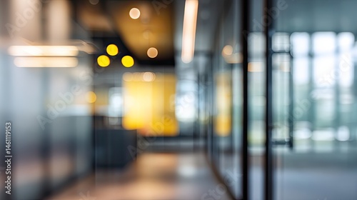 Wallpaper Mural Artistic concept blurry office corridor with yellow lights in a professional setting Torontodigital.ca