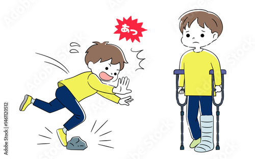 転けて怪我した子供イラスト 4C