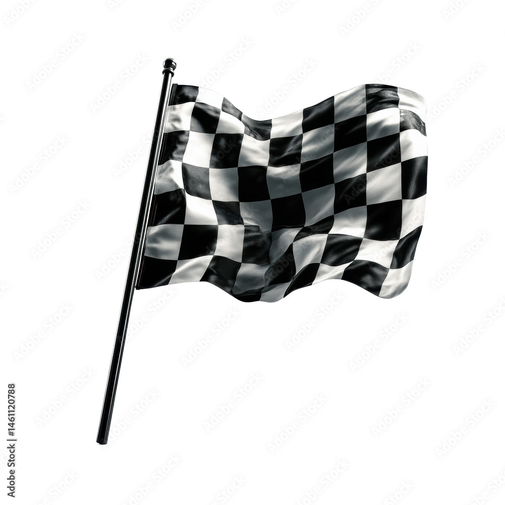 Fototapeta premium Racing Flag Waving in Victory Isolated on Transparent Background