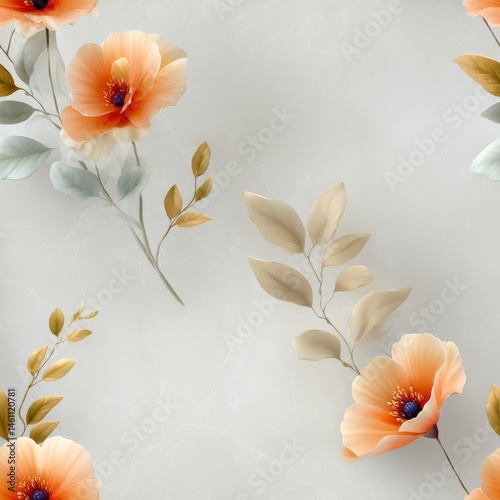 A Beautiful and Elegant Seamless Watercolor Floral Arrangement Featuring a Bunch of Vibrant Flowers on a Pure White Background for Any Occasion