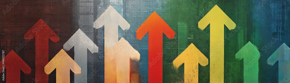 Colorful arrows pointing upwards, symbolizing growth and progress.