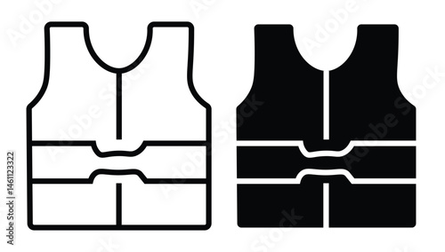 Life Jacket icon. Safety vest icon. Reflective vest icon. life jacket outline icon on white background
