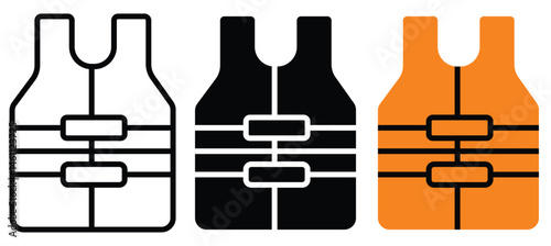 Life Jacket icon. Safety vest icon. Reflective vest icon. life jacket outline icon on white background
