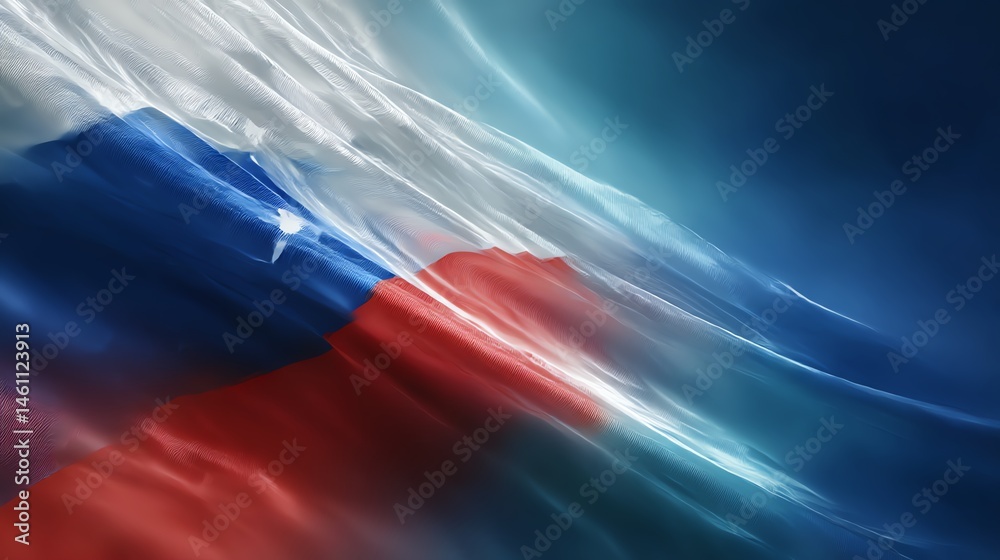 Abstract representation of the Chilean flag with flowing colors.