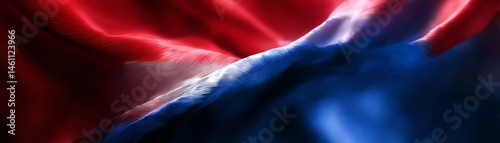 Obraz na płótnie Waving fabric with red and blue colors, vibrant and textured, isolated background. w salonie