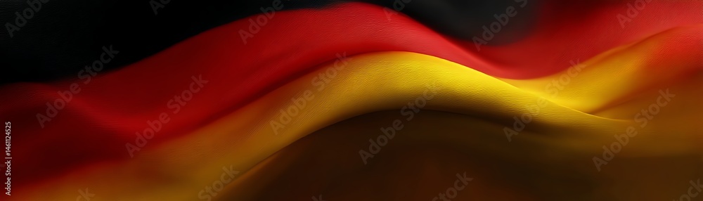 Waving Germany flag with vibrant colors blending together, smooth flowing design.