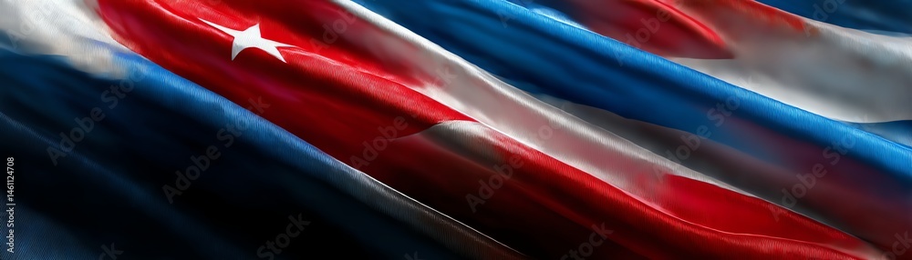 Waving flag with vibrant colors on a dynamic background