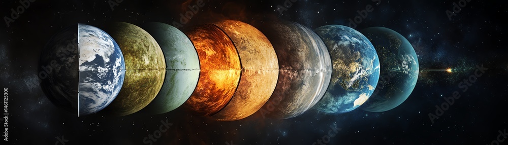 A stunning visual of the planetary alignment in the solar system.