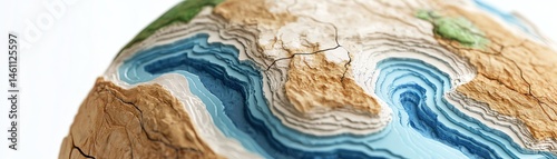 Obraz na płótnie Close-up view of a globe showcasing detailed land and water contours. w salonie