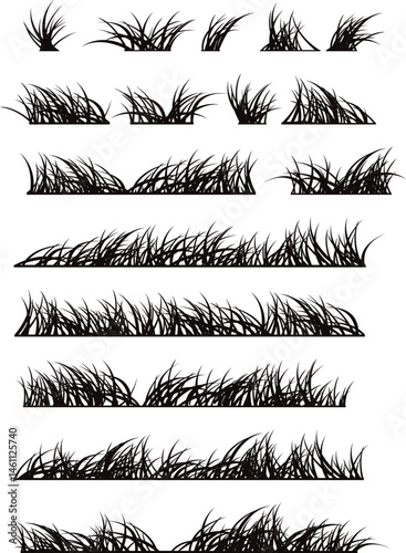 grass isolated silhouettes set collection