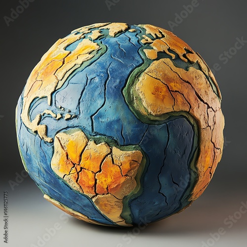 Obraz na płótnie Colorful globe art piece showcasing Earth's continents and oceans. w salonie