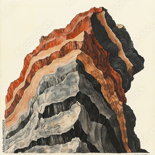 Obraz na płótnie Abstract depiction of layered rocks in earthy tones, emphasizing nature's beauty. w salonie