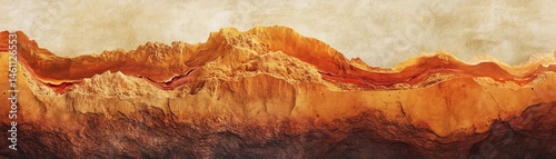 Obraz na płótnie Natural mountains with warm tones and textured layers under a soft sky. w salonie