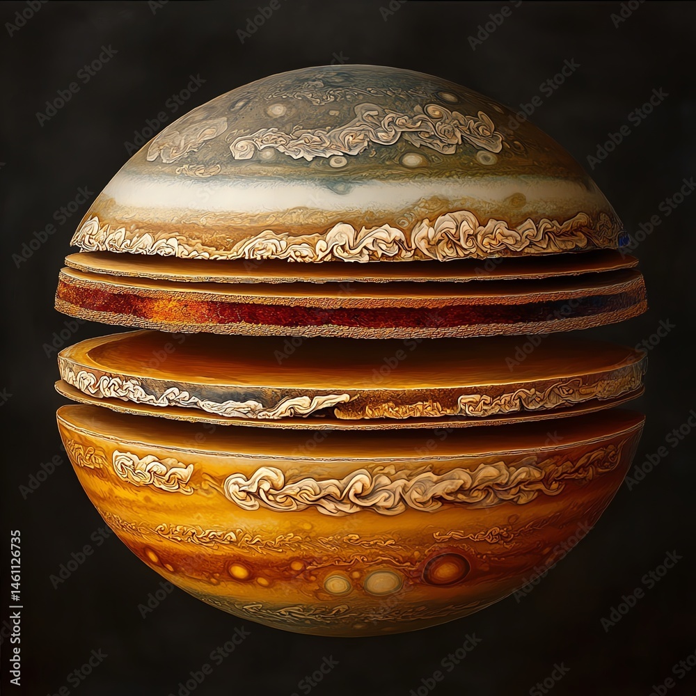 Detailed representation of layered Jupiter planet, enhancing scientific understanding.