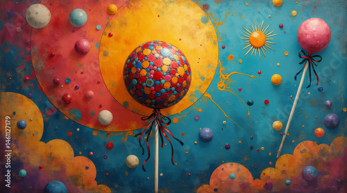 Colorful lollipop on abstract background